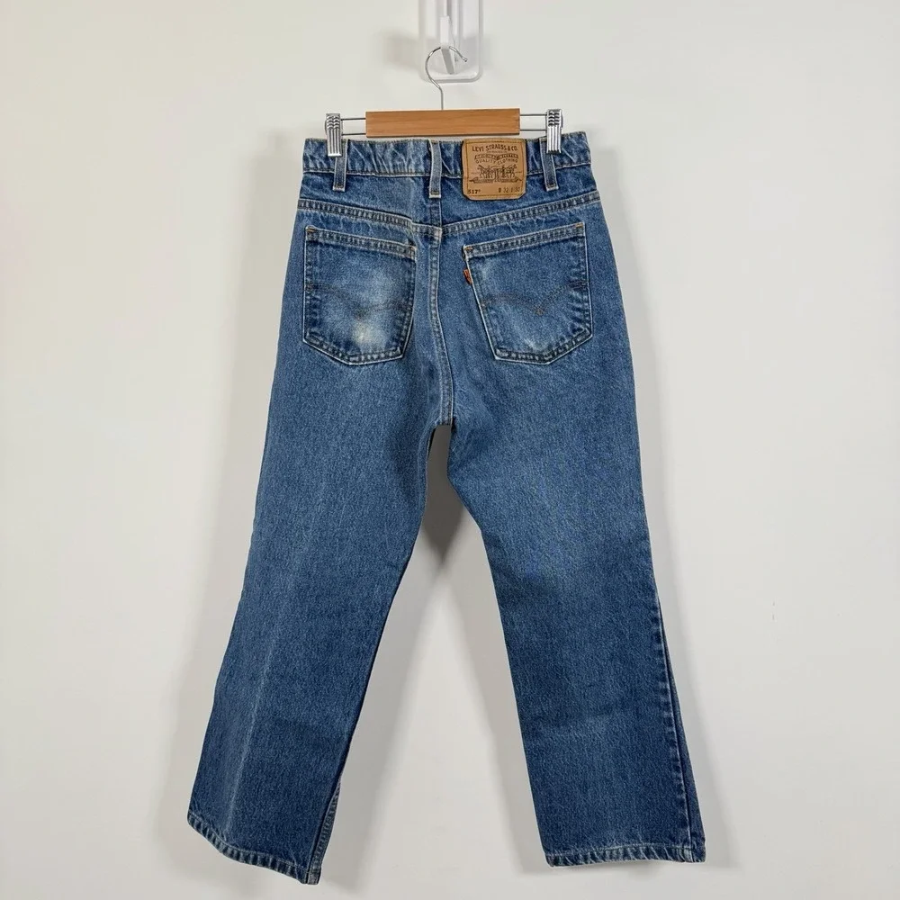 Vintage Levis 517 Jeans Mens 32x26 Blue Denim Orange Tab Bootcut 90s USA